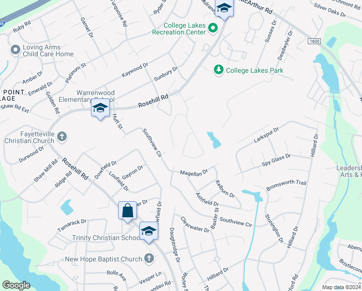 map of restaurants, bars, coffee shops, grocery stores, and more near 628 Pleasant Loop in Fayetteville