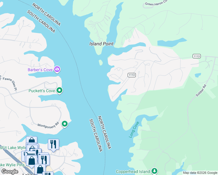 map of restaurants, bars, coffee shops, grocery stores, and more near 14126 Pine Harbor Road in Charlotte