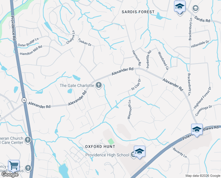 map of restaurants, bars, coffee shops, grocery stores, and more near in Charlotte