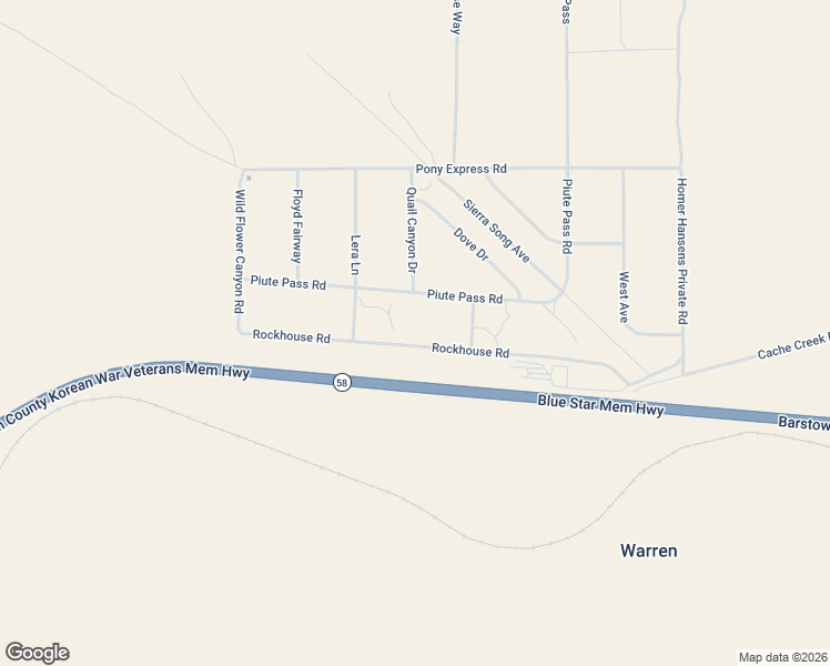 map of restaurants, bars, coffee shops, grocery stores, and more near 4507 Rockhouse Road in Mojave