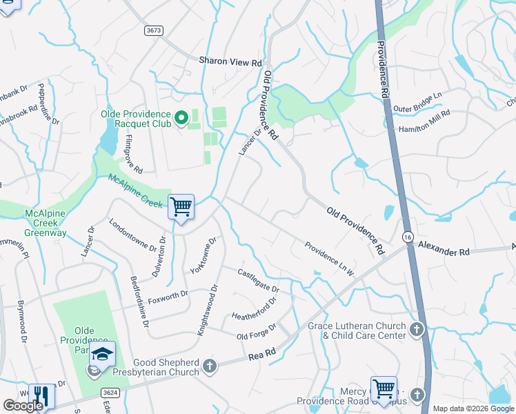 map of restaurants, bars, coffee shops, grocery stores, and more near in Charlotte