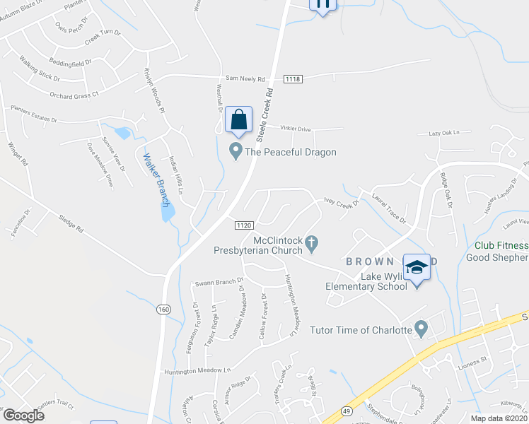 map of restaurants, bars, coffee shops, grocery stores, and more near 14307 Carolina Forest Court in Charlotte