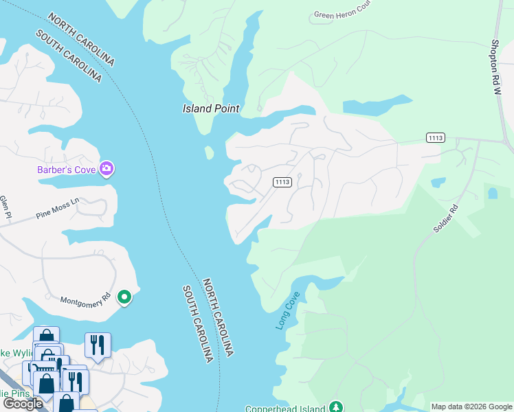 map of restaurants, bars, coffee shops, grocery stores, and more near 14616 Pine Harbor Road in Charlotte