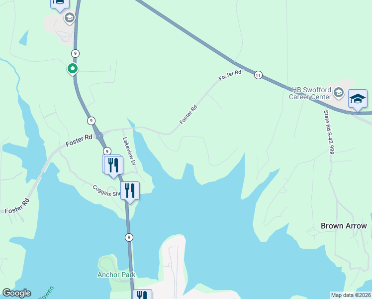 map of restaurants, bars, coffee shops, grocery stores, and more near 52 Coastline Drive in Inman