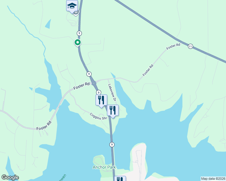 map of restaurants, bars, coffee shops, grocery stores, and more near 130 Lakeview Drive in Inman