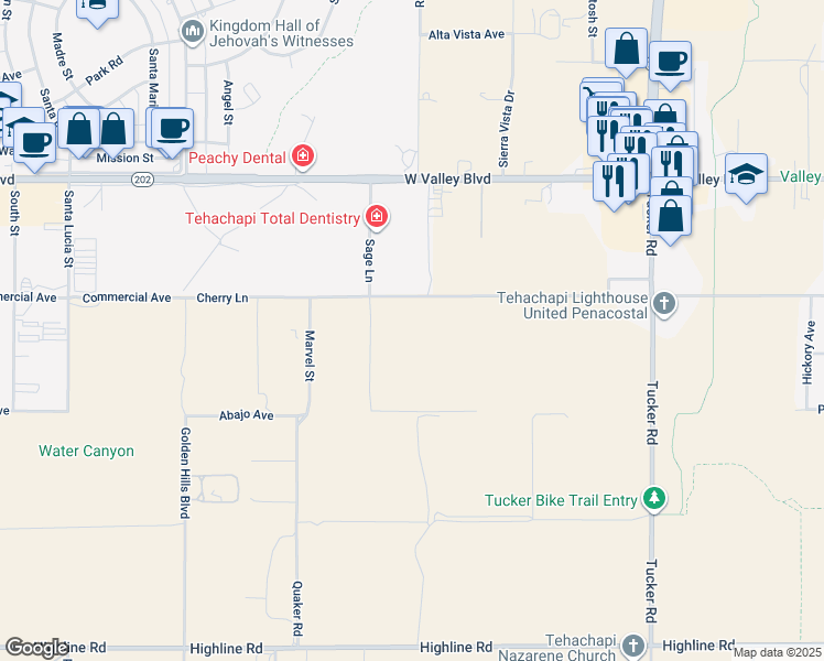 map of restaurants, bars, coffee shops, grocery stores, and more near 1934 Cherry Lane in Golden Hills