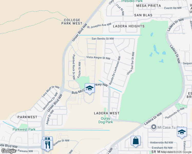 map of restaurants, bars, coffee shops, grocery stores, and more near 3124 Todos Santos Street in Albuquerque