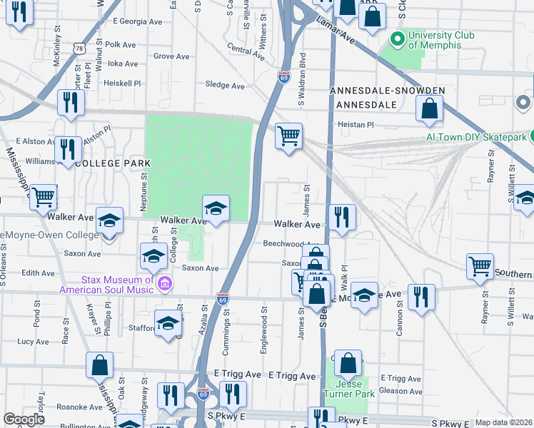 map of restaurants, bars, coffee shops, grocery stores, and more near 992 Bella Place in Memphis