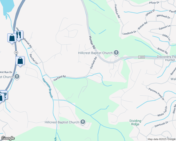 map of restaurants, bars, coffee shops, grocery stores, and more near 7163 Garfield Road in Harrison