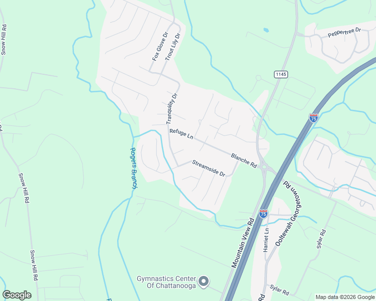 map of restaurants, bars, coffee shops, grocery stores, and more near 8520 Blanche Road in Ooltewah