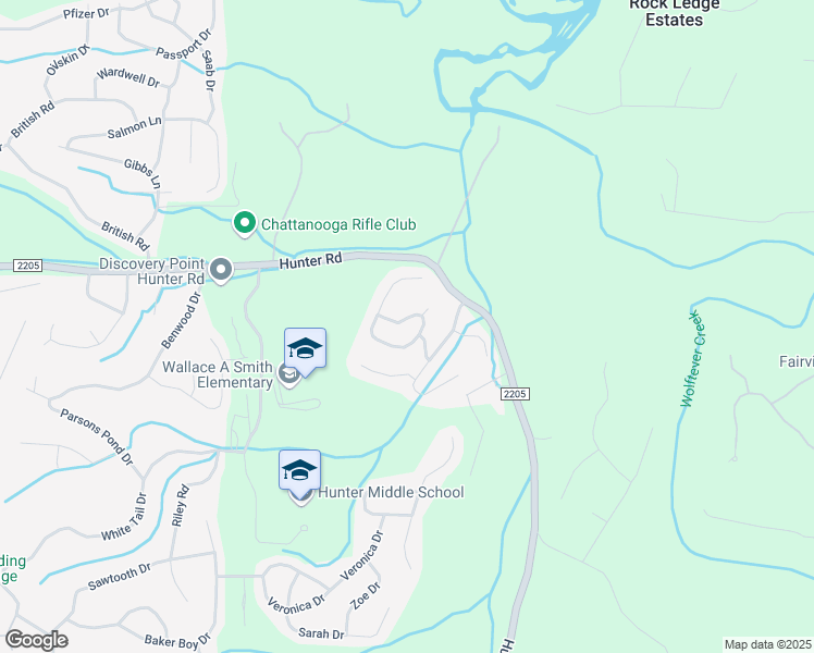 map of restaurants, bars, coffee shops, grocery stores, and more near 5843 Caney Ridge Circle in Ooltewah