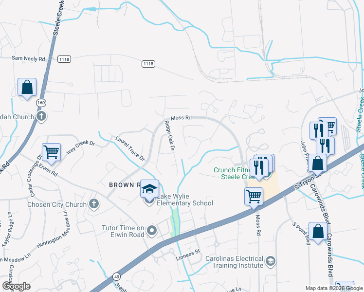 map of restaurants, bars, coffee shops, grocery stores, and more near in Charlotte