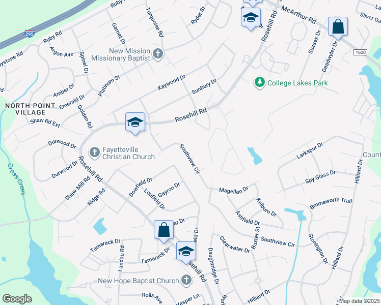 map of restaurants, bars, coffee shops, grocery stores, and more near 892 Southview Circle in Fayetteville