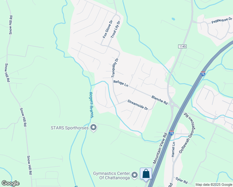 map of restaurants, bars, coffee shops, grocery stores, and more near 7514 Tranquility Drive in Ooltewah