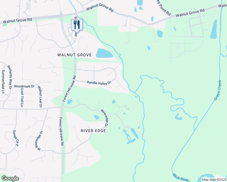 map of restaurants, bars, coffee shops, grocery stores, and more near 9281 Quails Nest Cove in Shelby County