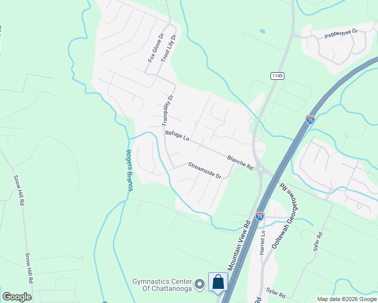 map of restaurants, bars, coffee shops, grocery stores, and more near 8520 Blanche Road in Ooltewah