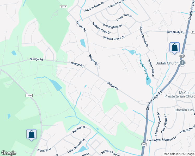 map of restaurants, bars, coffee shops, grocery stores, and more near 13004 Fenceline Drive in Charlotte