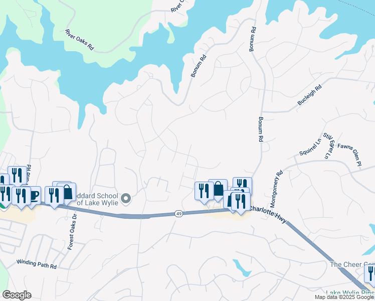 map of restaurants, bars, coffee shops, grocery stores, and more near 747 Little Bluestem Drive in York