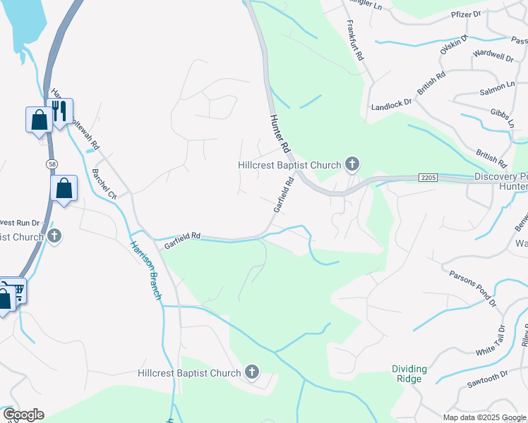map of restaurants, bars, coffee shops, grocery stores, and more near 7163 Garfield Road in Harrison