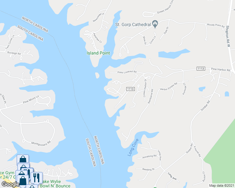 map of restaurants, bars, coffee shops, grocery stores, and more near 14003 Queens Harbor Road in Charlotte