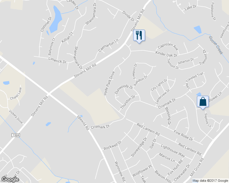 map of restaurants, bars, coffee shops, grocery stores, and more near 3012 Dunwoody Drive in Indian Trail