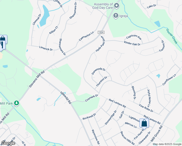 map of restaurants, bars, coffee shops, grocery stores, and more near 3012 Dunwoody Drive in Indian Trail