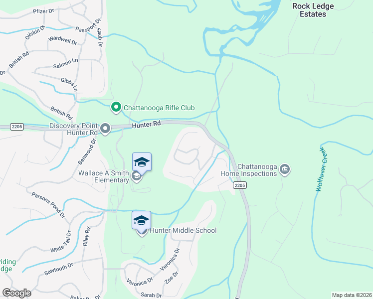 map of restaurants, bars, coffee shops, grocery stores, and more near 5849 Caney Ridge Circle in Ooltewah