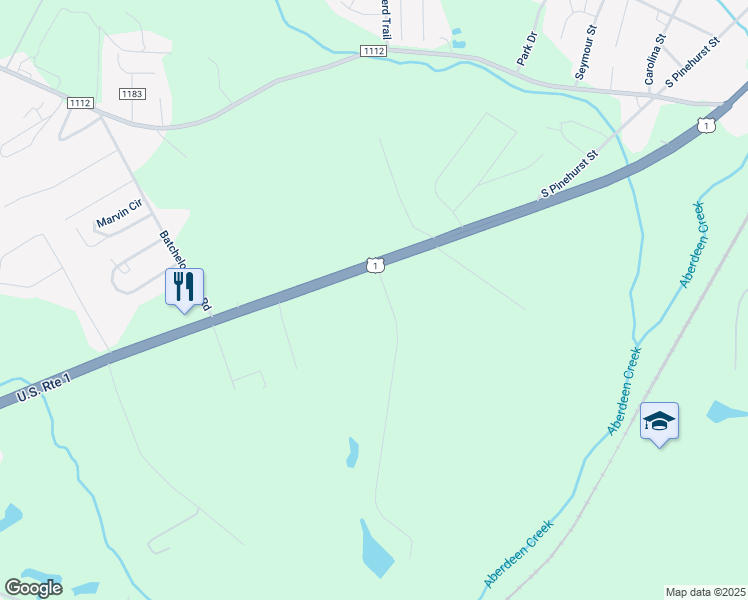 map of restaurants, bars, coffee shops, grocery stores, and more near 180 Rosy Road in Aberdeen