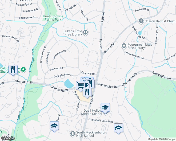 map of restaurants, bars, coffee shops, grocery stores, and more near in Charlotte