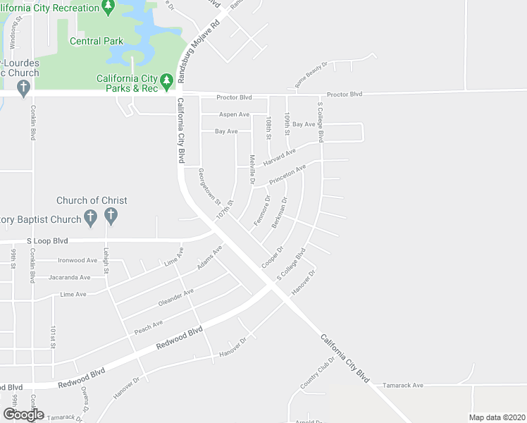 map of restaurants, bars, coffee shops, grocery stores, and more near Fenmore Drive in California City