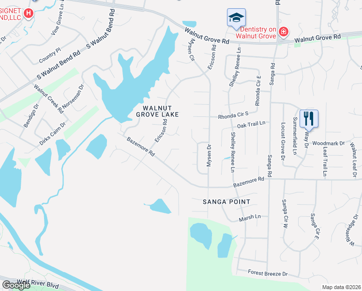 map of restaurants, bars, coffee shops, grocery stores, and more near 364 Sherburne Cove in Memphis