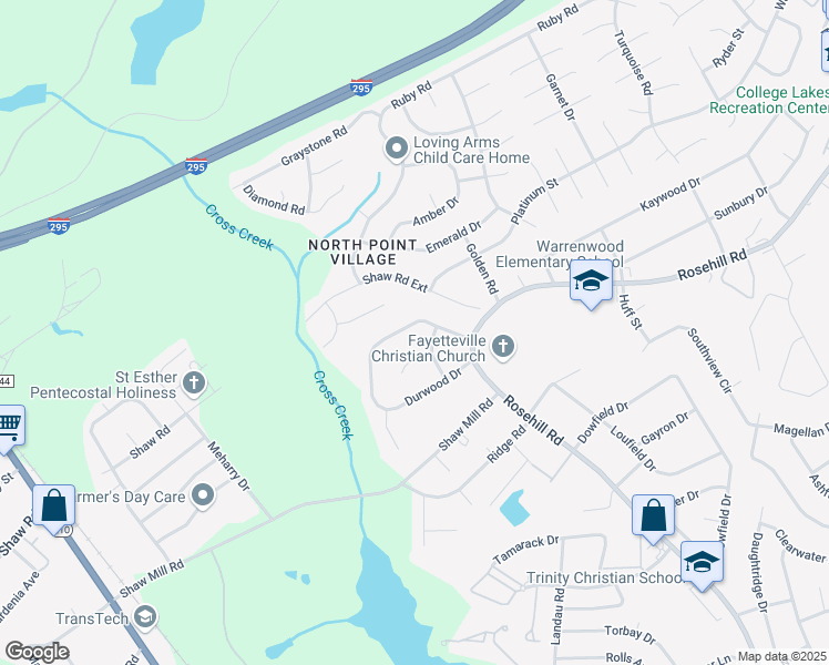 map of restaurants, bars, coffee shops, grocery stores, and more near 862 Durwood Drive in Fayetteville