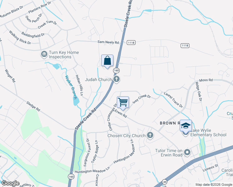 map of restaurants, bars, coffee shops, grocery stores, and more near 14529 Arbor Ridge Drive in Charlotte