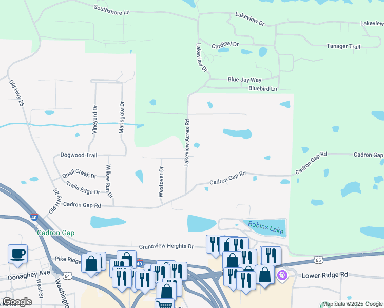 map of restaurants, bars, coffee shops, grocery stores, and more near 3040 Lakeview Acres Road in Conway