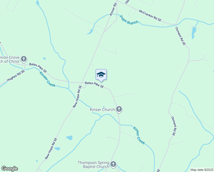 map of restaurants, bars, coffee shops, grocery stores, and more near 5295 Bates Pike Southeast in Cleveland