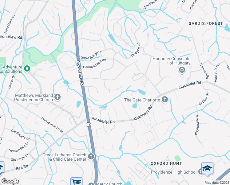 map of restaurants, bars, coffee shops, grocery stores, and more near 6610 Pensford Lane in Charlotte