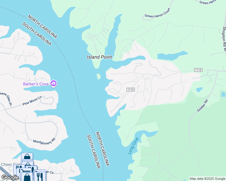 map of restaurants, bars, coffee shops, grocery stores, and more near 14523 Waterside Drive in Charlotte