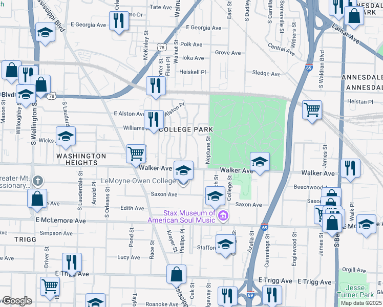 map of restaurants, bars, coffee shops, grocery stores, and more near 952 Garden Row Drive in Memphis