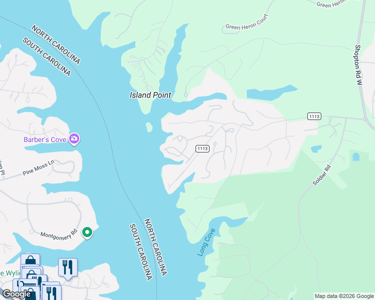 map of restaurants, bars, coffee shops, grocery stores, and more near 13923 Queens Harbor Road in Charlotte