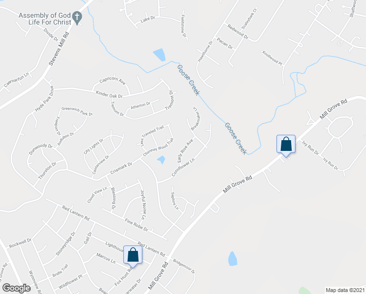 map of restaurants, bars, coffee shops, grocery stores, and more near 3017 Early Rise Avenue in Indian Trail