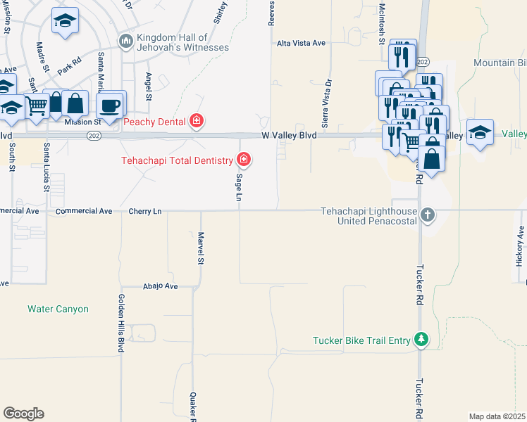 map of restaurants, bars, coffee shops, grocery stores, and more near 1934 Cherry Lane in Golden Hills