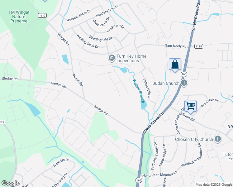 map of restaurants, bars, coffee shops, grocery stores, and more near 10107 Sunflower Valley Drive in Charlotte