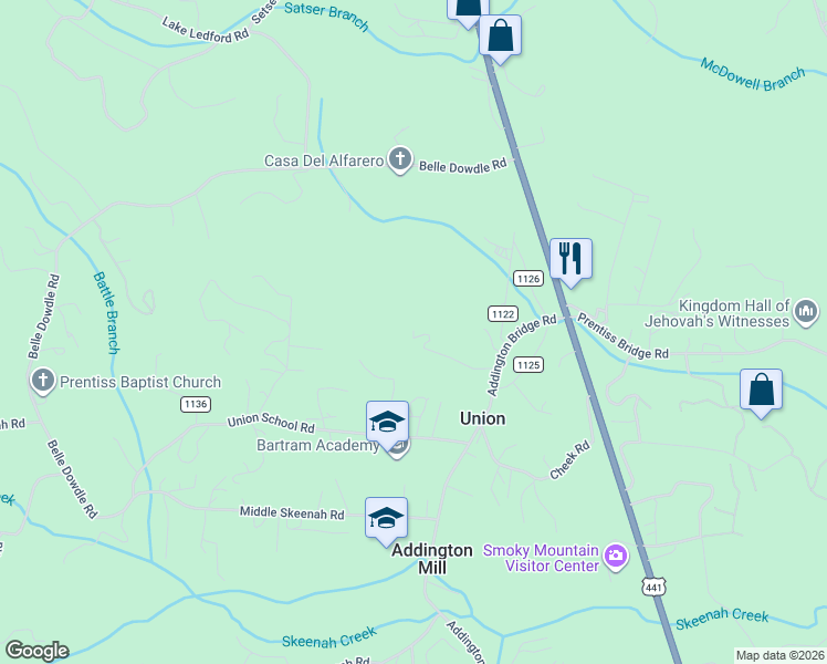 map of restaurants, bars, coffee shops, grocery stores, and more near 268 Henderson Farm Rd in Franklin