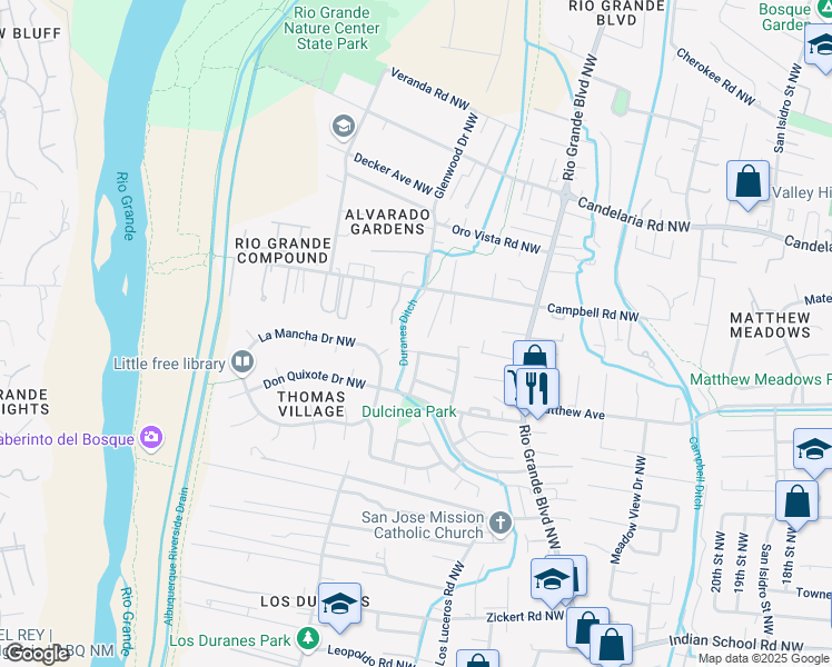 map of restaurants, bars, coffee shops, grocery stores, and more near 2708 Calle Tranquilo in Albuquerque