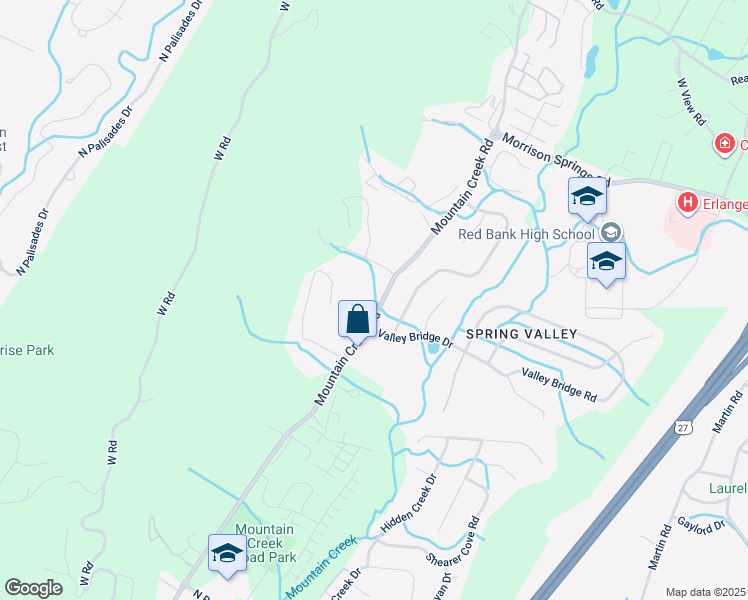 map of restaurants, bars, coffee shops, grocery stores, and more near 3131 Mountain Creek Road in Chattanooga