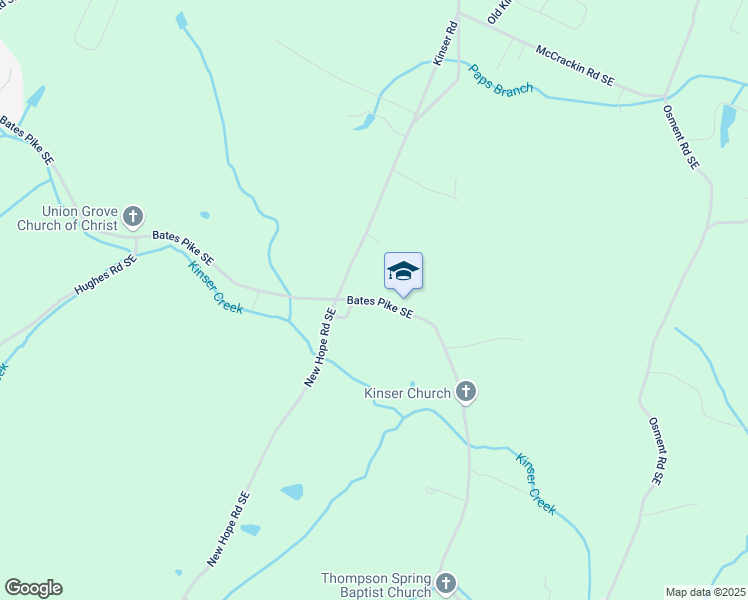 map of restaurants, bars, coffee shops, grocery stores, and more near 5295 Bates Pike Southeast in Cleveland