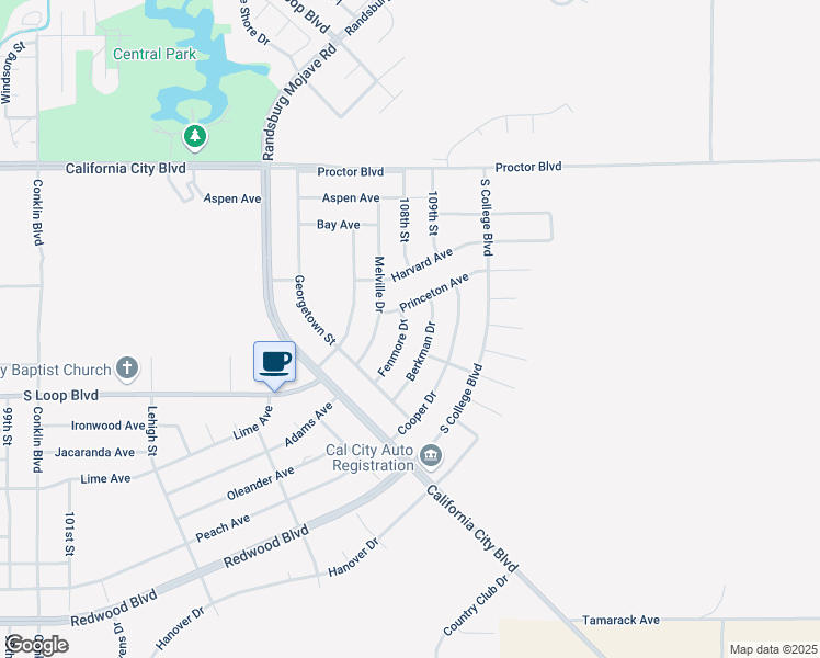 map of restaurants, bars, coffee shops, grocery stores, and more near Fenmore Drive in California City