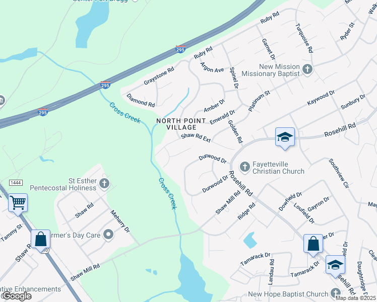 map of restaurants, bars, coffee shops, grocery stores, and more near 807 Opal Court in Fayetteville