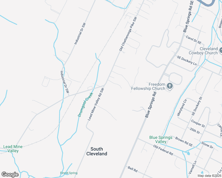 map of restaurants, bars, coffee shops, grocery stores, and more near 105 Lead Mine Valley Rd SW in Cleveland