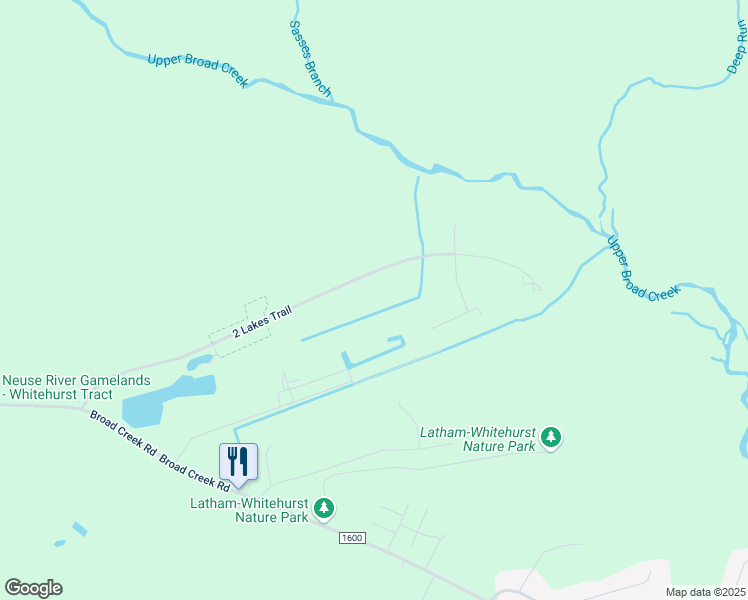 map of restaurants, bars, coffee shops, grocery stores, and more near 480 Two Lakes Trail in New Bern